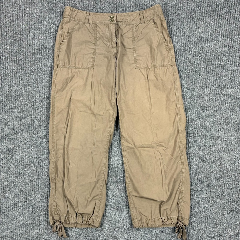 Tommy Bahama Relax Womens Cropped Cargo Pants 4 Khaki Drawstring Hem Utility